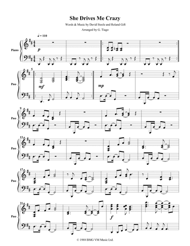 She Drives Me Crazy (arr. G. Tiago)