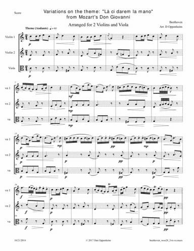 Beethoven: Variations on the theme "Là ci darem la mano" (from Mozart's Don Giovanni) Arranged for (arr. D Oppenheim)