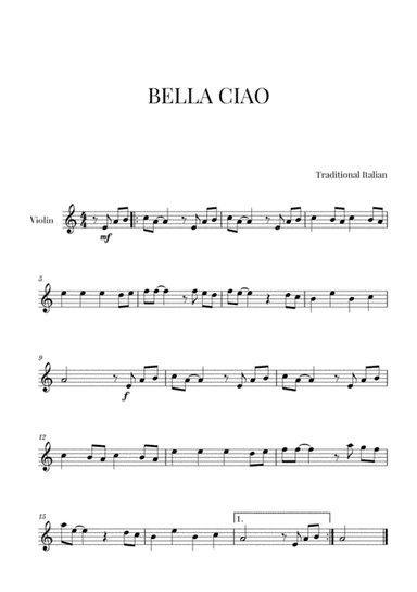 Bella Ciao (for Violin) (arr. Cadenza Editions)