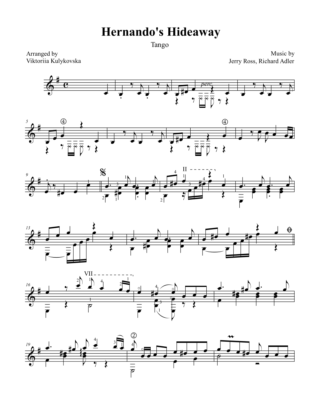 Hernando's Hideaway (arr. Viktoriia Kulykovska)