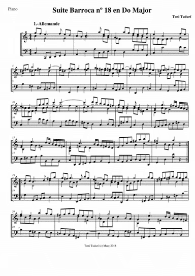 Allemande (movement of baroque suite nº18 in C Major for piano of Toni Tudurí)