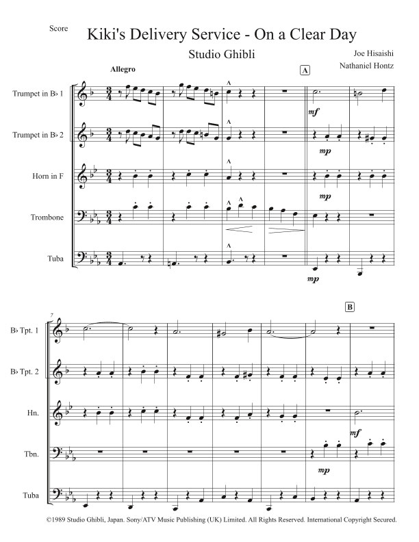 Kiki's Delivery Service (on A Clear Day) (arr. Nathaniel Hontz)
