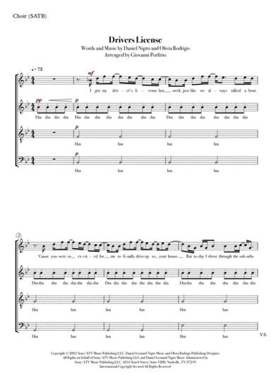 Drivers License (arr. Giovanni Porfirio)