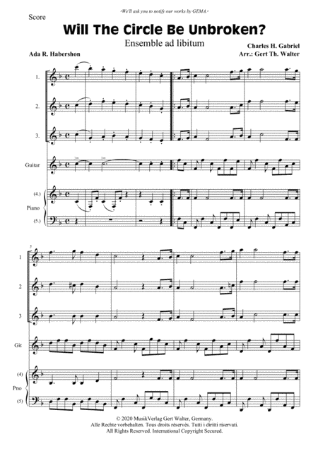 Will The Circle Be Unbroken? (arr. Gert Th. Walter)
