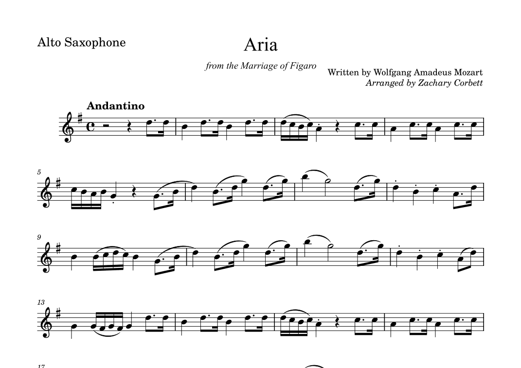 Aria from the Marriage of Figaro (arr. Zachary Corbett)