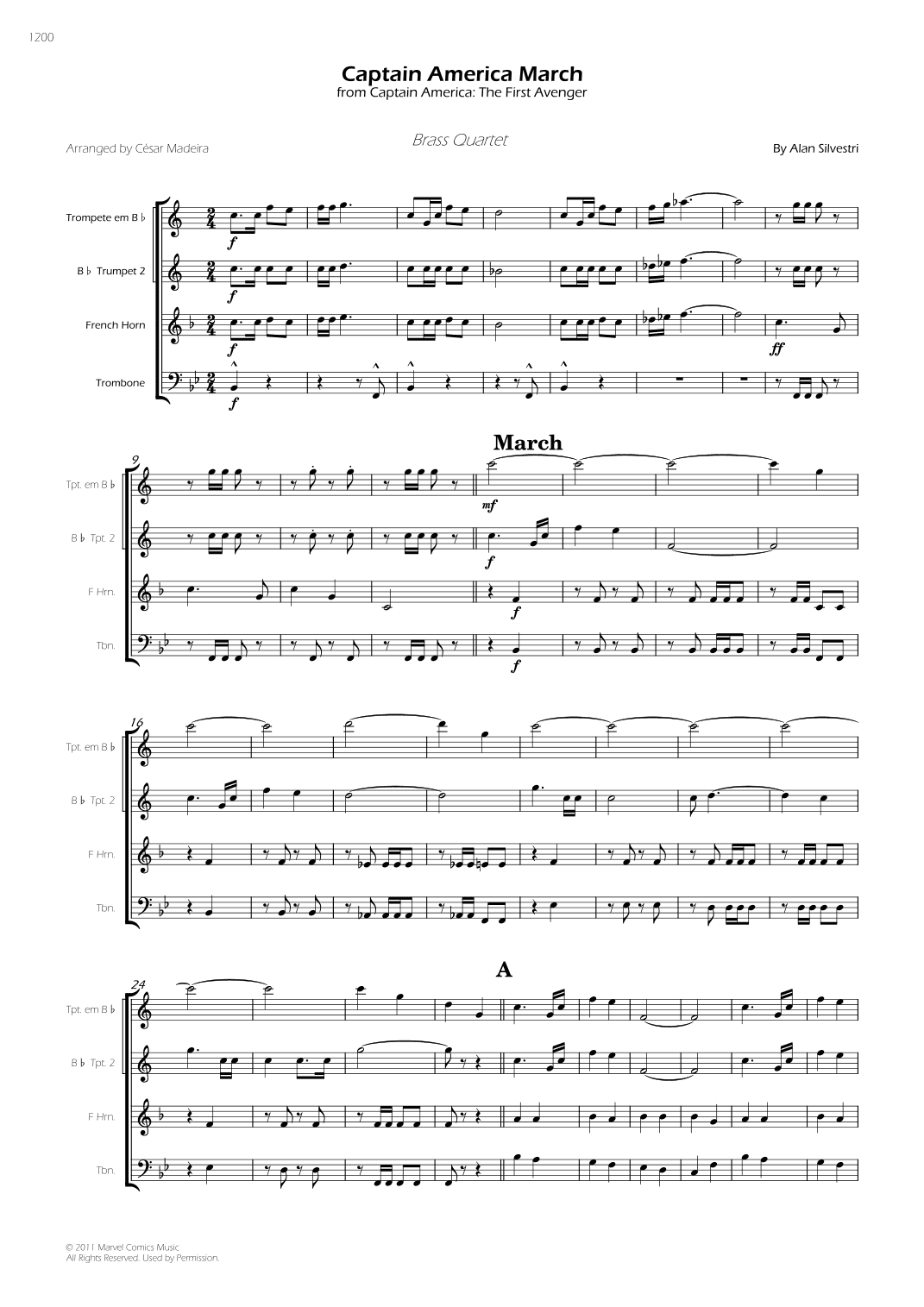 Captain America March - Score Only (arr. César Madeira)