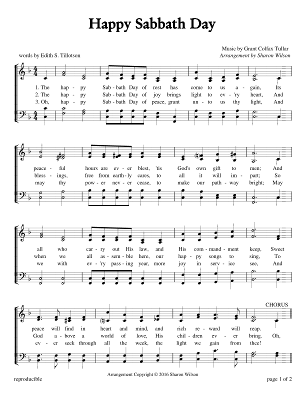 Happy Sabbath Day (Sabbath Celebration) (arr. Sharon Wilson)