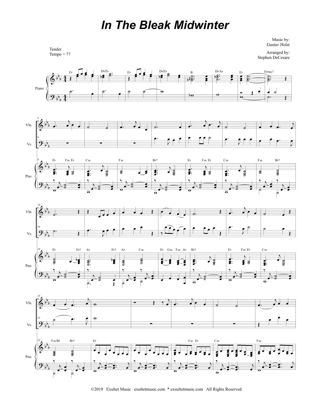 In The Bleak Midwinter (Duet for Violin and Cello) (arr. Stephen DeCesare)
