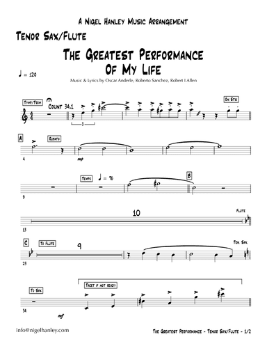 Greatest Performance Of My Life The (arr. Nigel Hanley)