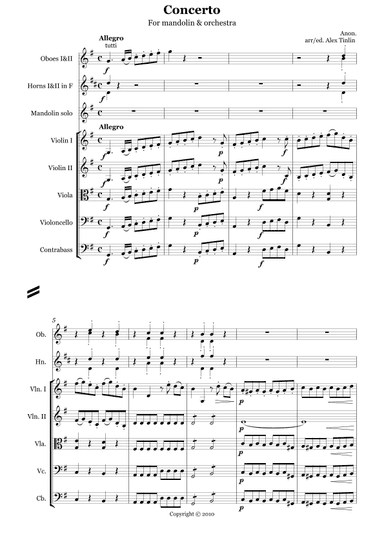 Concerto for Mandolin and Orchestra (arr. Alex Tinlin)
