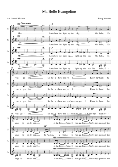Ma Belle Evangeline (arr. Hannah Wickham)