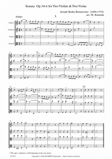 Sonata Op.34-6 for Two Violins & Two Violas (arr. Kamada, Mikio)