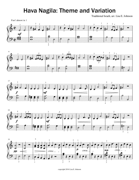 Hava Nagila: Theme and Variation (arr. Lisa E. Johnson)