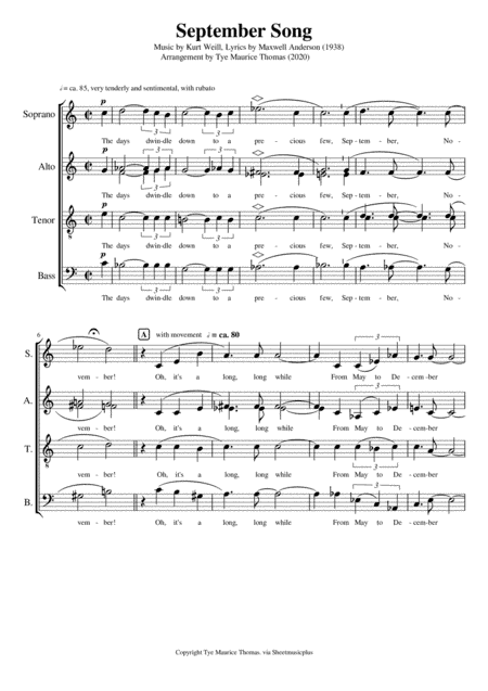 September Song (arr. Tye Maurice Thomas)