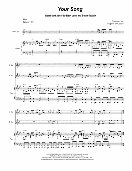 Your Song (arr. Stephen DeCesare)