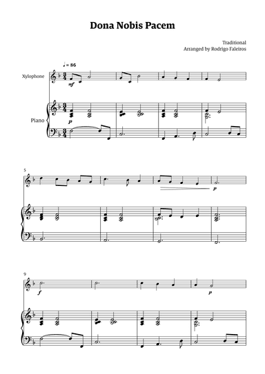 Dona Nobis Pacem - for xylophone (with piano accompaniment) (arr. Rodrigo Faleiros)