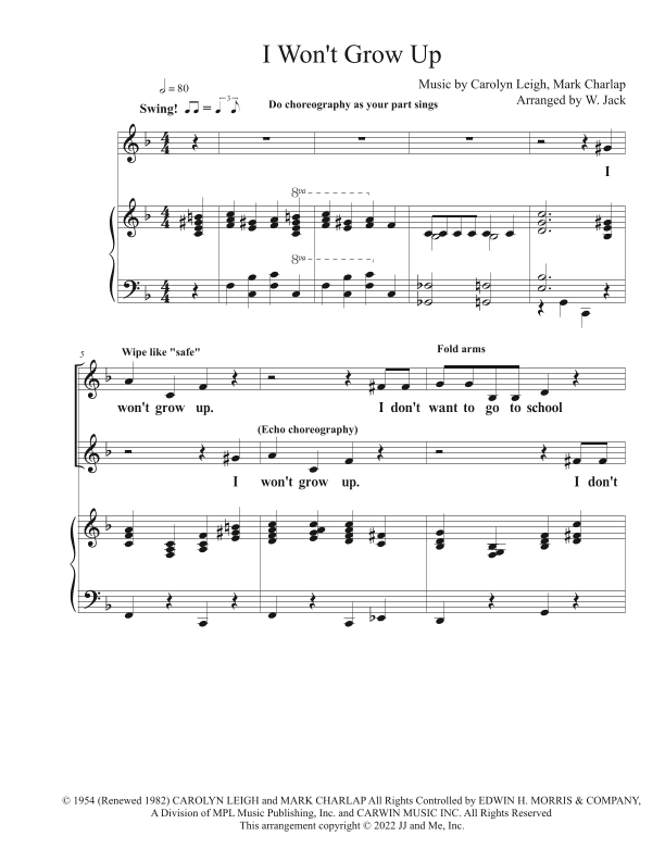 I Won't Grow Up (arr. W. Jack)