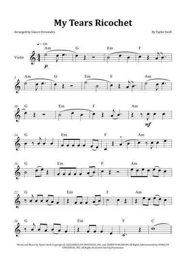 My Tears Ricochet (arr. Glauco Fernandes)