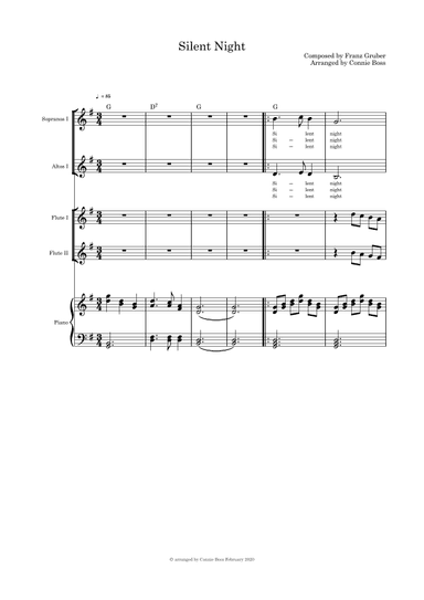Silent Night Vocal duet with optional C instrument duet and piano (arr. Connie Boss)