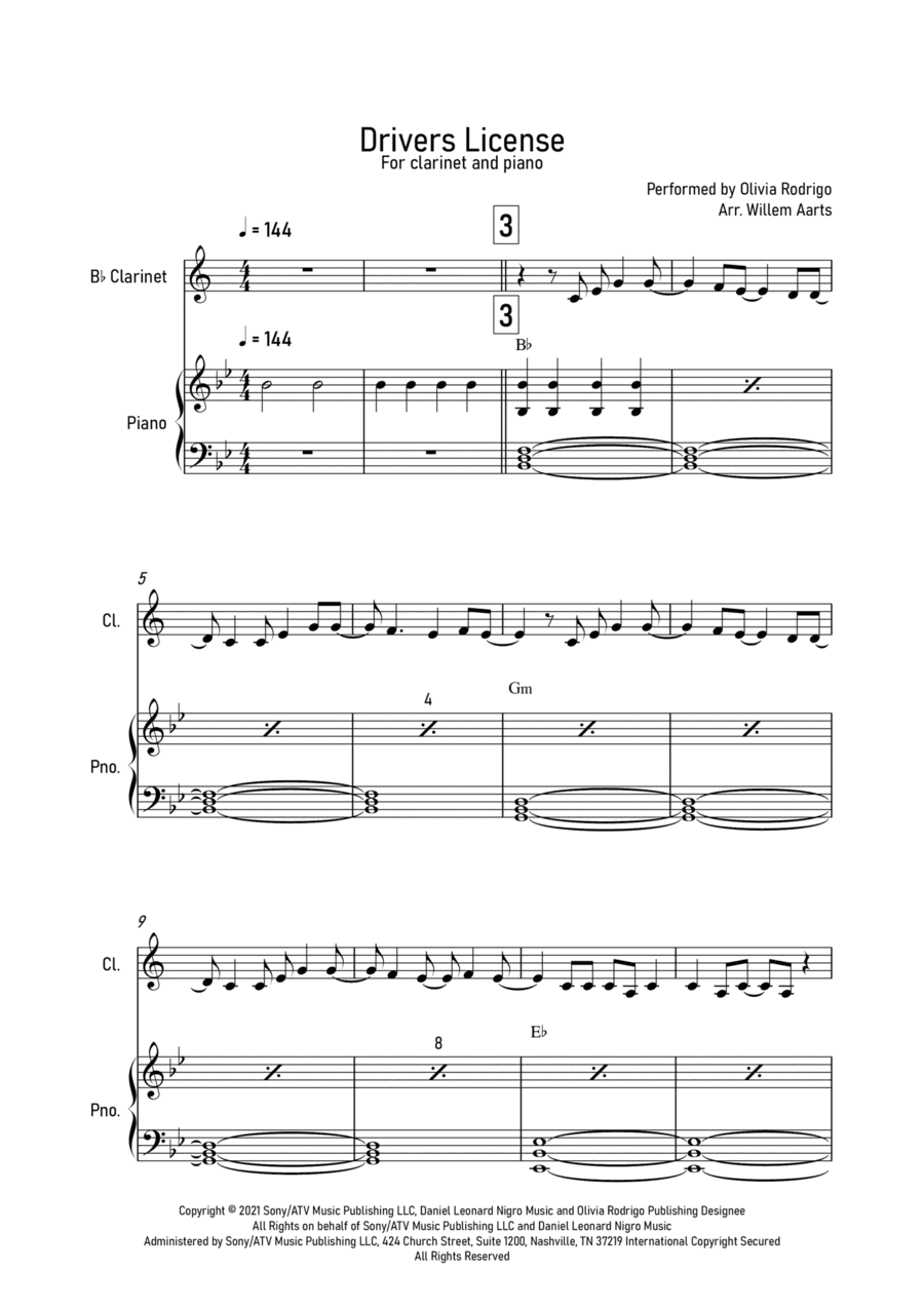 Drivers License (arr. Willem Aarts)