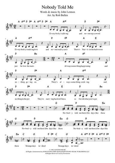 Nobody Told Me (arr. Rob Bullen)