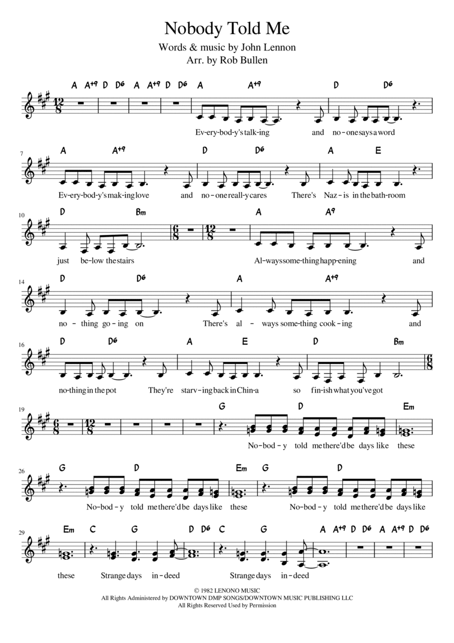Nobody Told Me (arr. Rob Bullen)