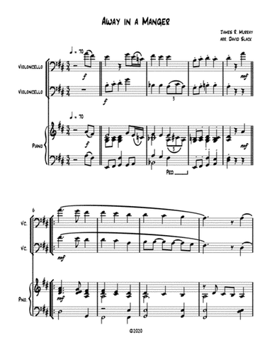 Away in a Manger (cello duet) with optional piano accompaniment (arr. Dave Slack)