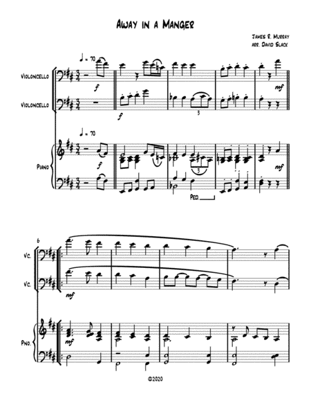 Away in a Manger (cello duet) with optional piano accompaniment (arr. Dave Slack)
