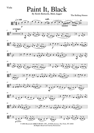 Paint It, Black (arr. Golden Skull Editions)
