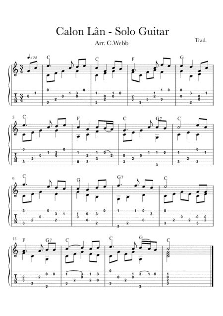 Calon Lân - Solo Guitar (arr. Craig Webb)