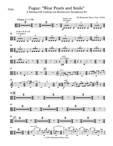Fugue: "Wear Pearls and Smile" (A Pairing with Beethoven's Symphony #2) - Viola
