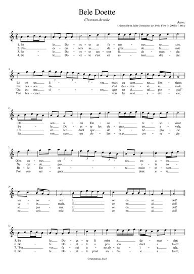 Bele Doette (arr. Early Music Scores)