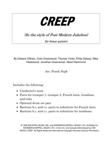 Creep (arr. Frank Pugh)