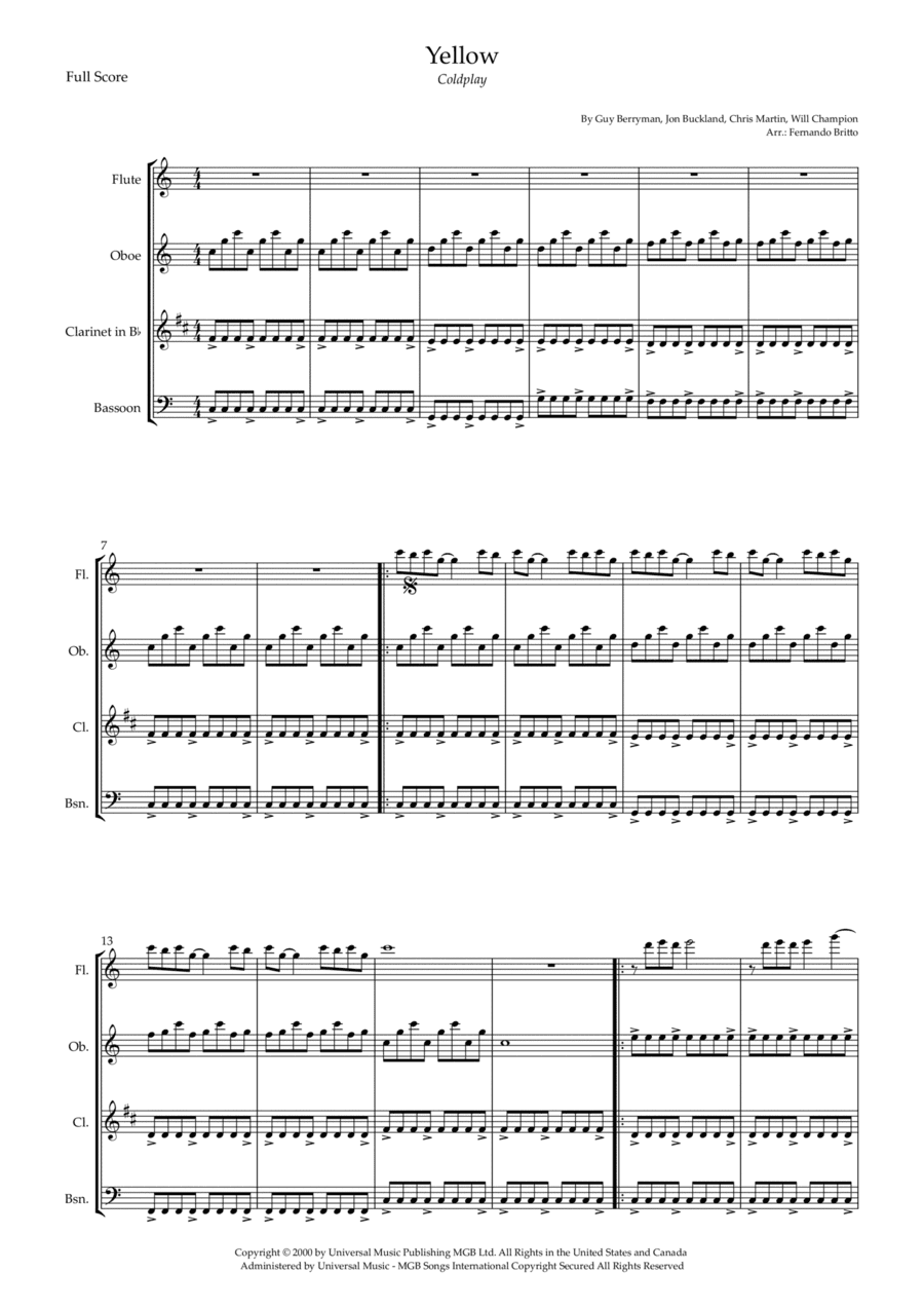 Yellow (arr. Fernando Britto)