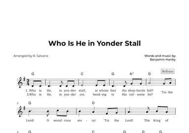 Who Is He in Yonder Stall (Key of G Major) (arr. R. Salvario)