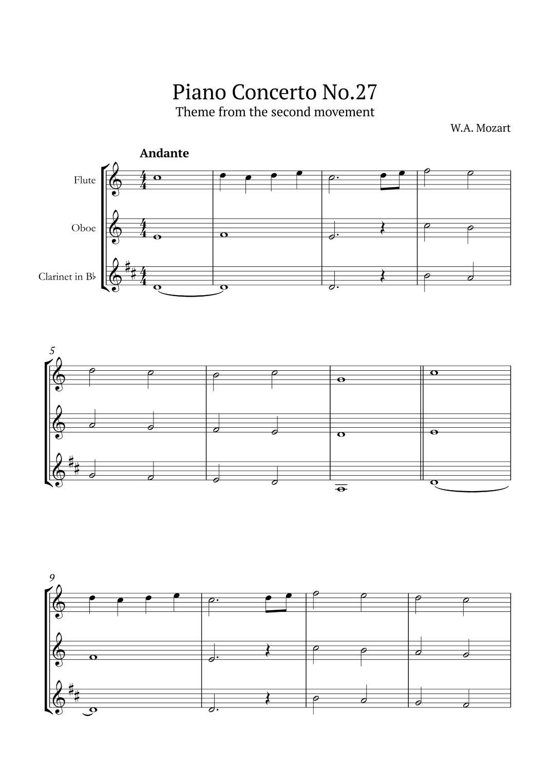 Piano Concerto No.27 (arr. André Nusa)