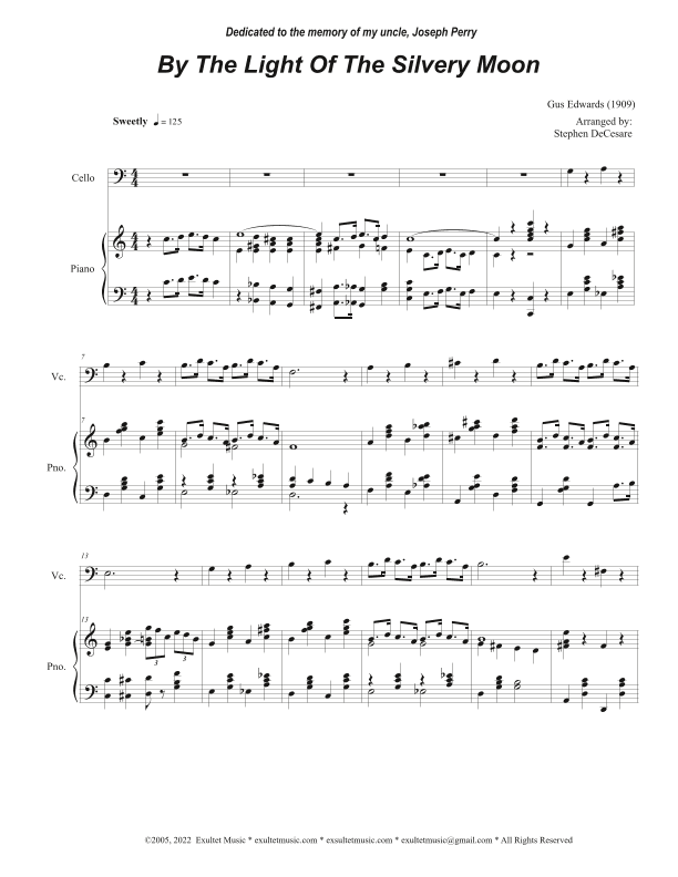 By The Light Of The Silvery Moon (Cello solo and Piano) (arr. Stephen DeCesare)