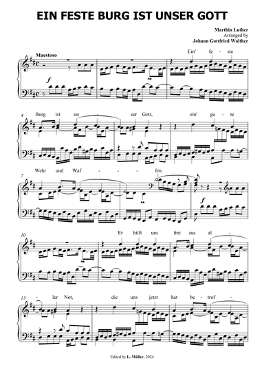 Ein feste Burg ist unser Gott - Johann Gottfried Walther (arr. JOHANN GOTTFRIED WALTHER)