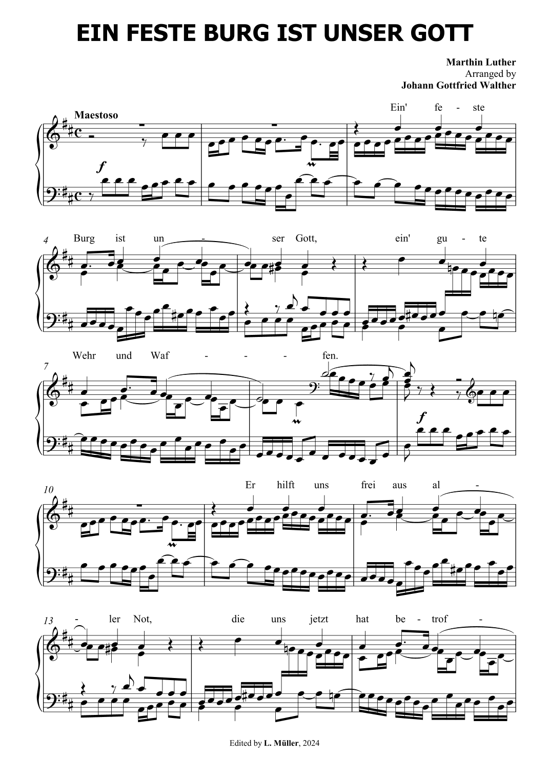 Ein feste Burg ist unser Gott - Johann Gottfried Walther (arr. JOHANN GOTTFRIED WALTHER)