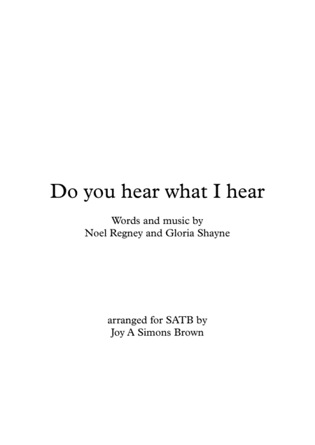 Do You Hear What I Hear (arr. Joy A Simons Brown)