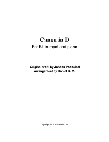 Canon in D for Bb trumpet and piano (arr. Daniel C. M.)