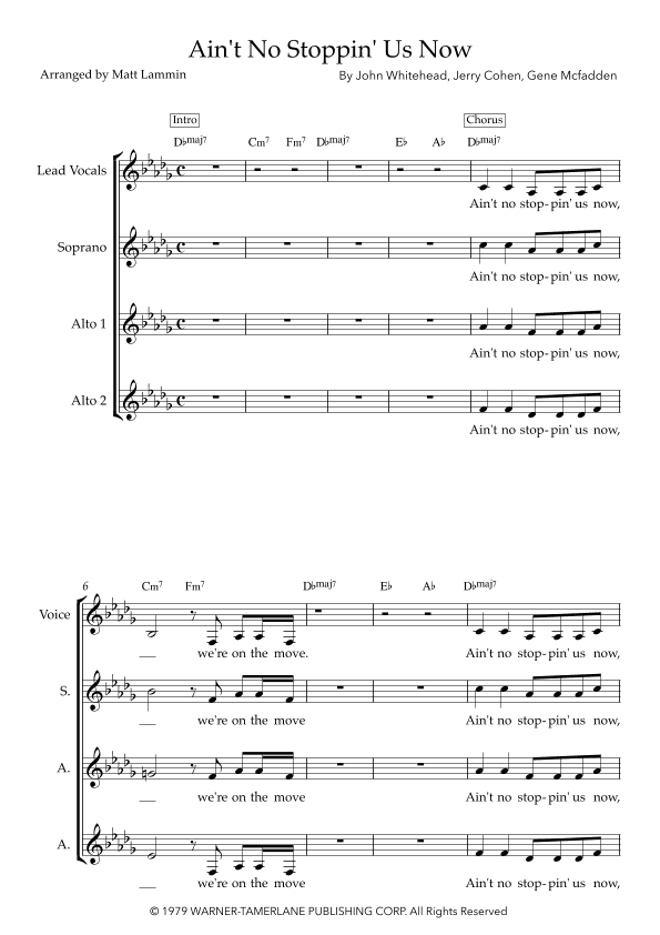 Ain't No Stoppin' Us Now (arr. Matt Lammin)