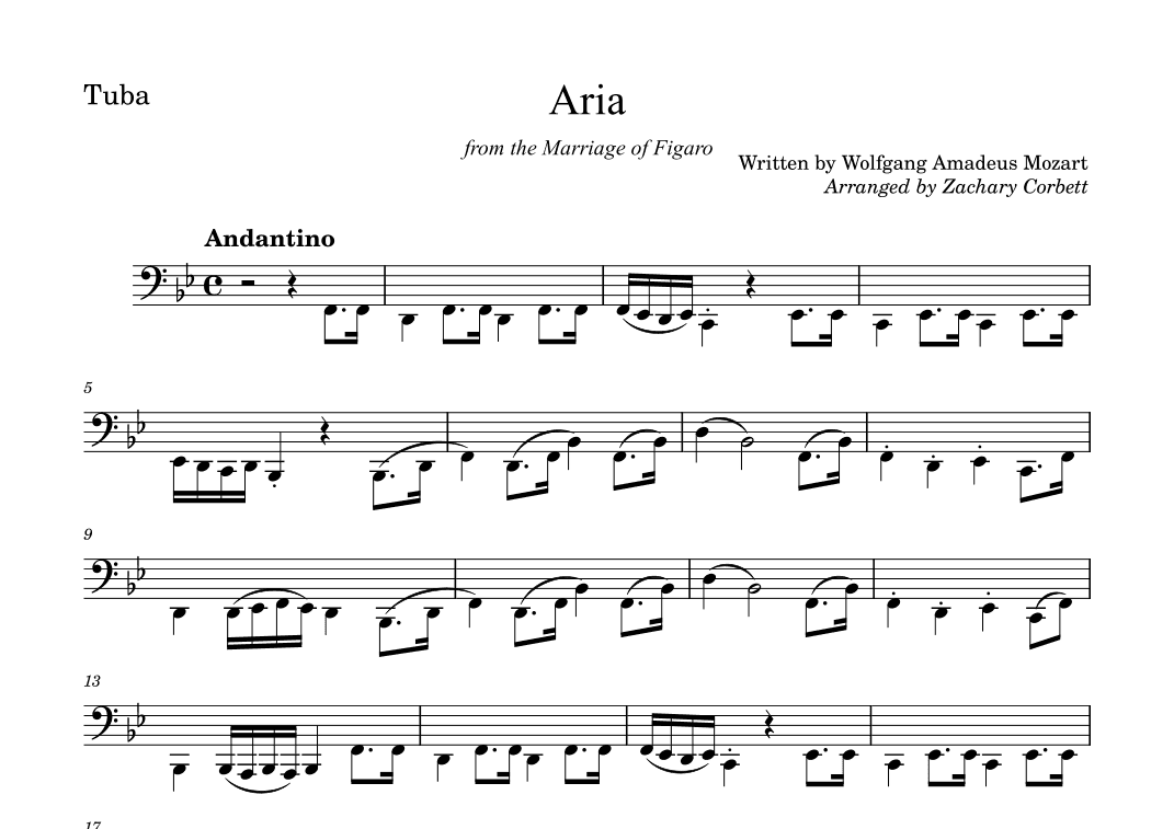 Aria from the Marriage of Figaro (arr. Zachary Corbett)