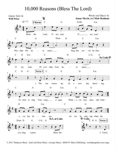 10,000 Reasons (Bless The Lord) (arr. Will Price)