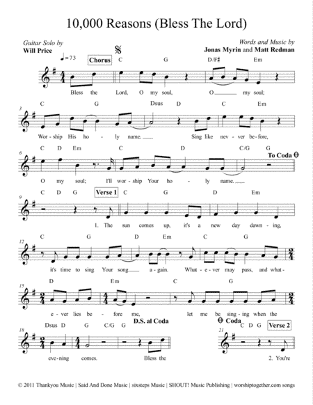 10,000 Reasons (Bless The Lord) (arr. Will Price)