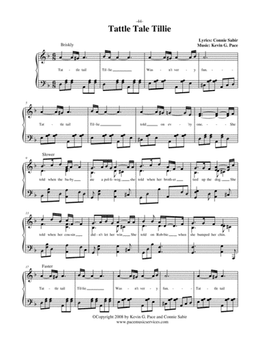 Tattle Tale Tillie - vocal solo with piano accompaniment or piano solo