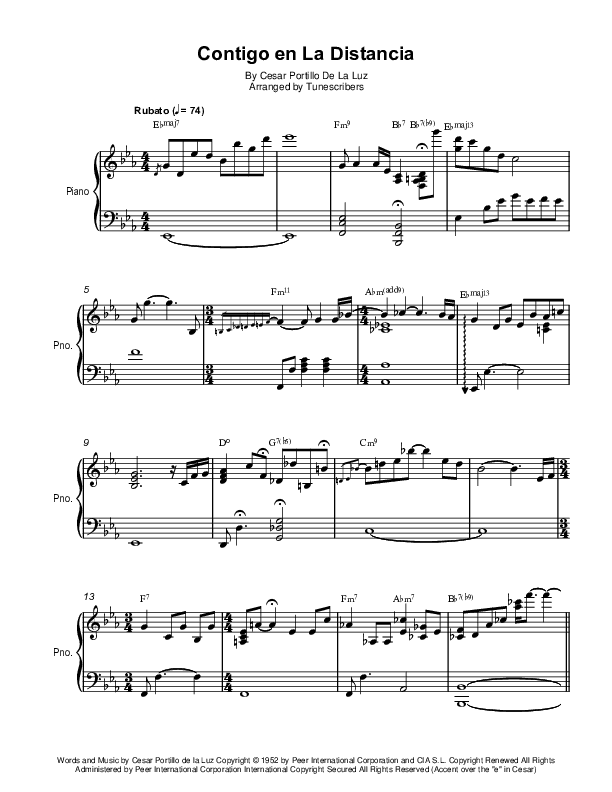 Contigo en La Distancia (arr. Tunescribers)