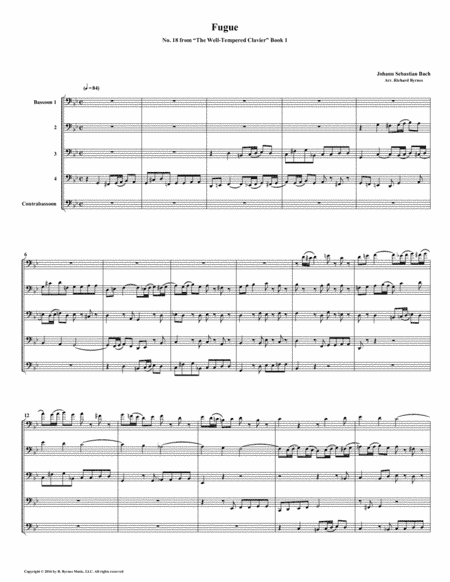 Fugue 18 from Well-Tempered Clavier, Book 1 (Bassoon Quintet) (arr. Richard Byrnes)