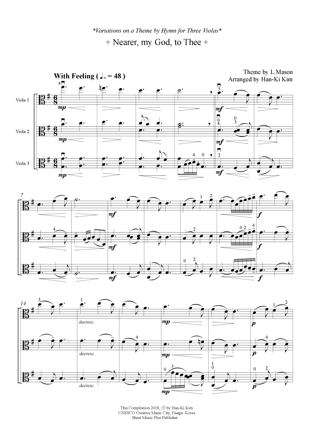 Nearer my God to Thee(For 3 Violas) (arr. Han-Ki Kim)