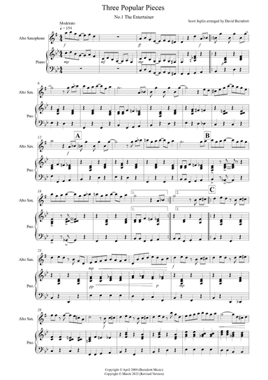 3 Popular Pieces for Alto Saxophone and Piano (arr. David Burndrett)